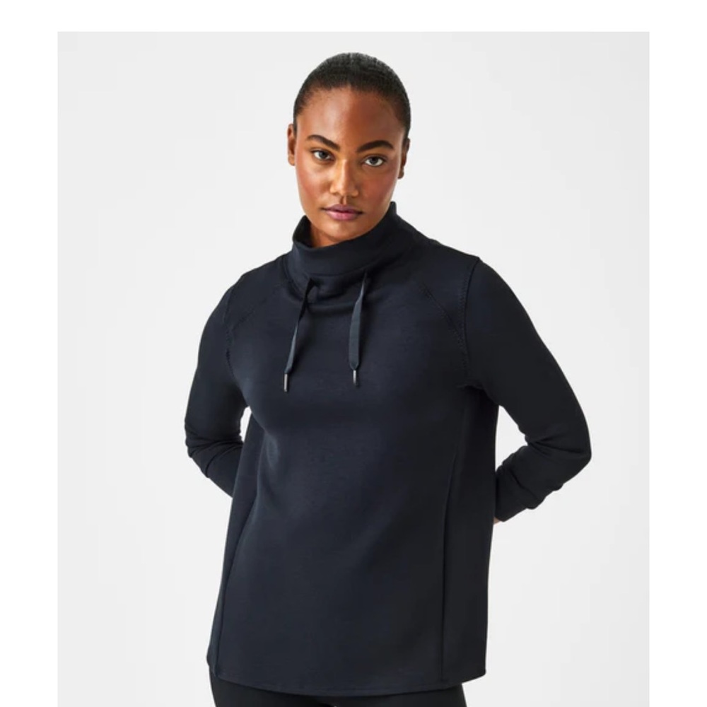 SPANX SET Women's BLACK AirEssentials Cowl Neck Sweater and Tapered Pants